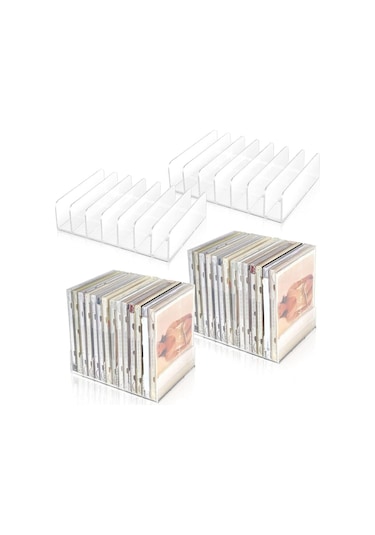 Reedark 4 Parça Şeffaf Akrilik Cd Organizatörü - 14 Cd Kapasiteli, Kompakt Ve Dayanıklı Şeffaf