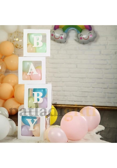 Şeffaf U Harfli Beyaz Kutu Ve Balon Seti Kendin Yap Bebek Çocuk D