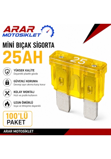 Mini Bıcak Sigorta 25ah 1 Paket 100 Adet-arr3175 25