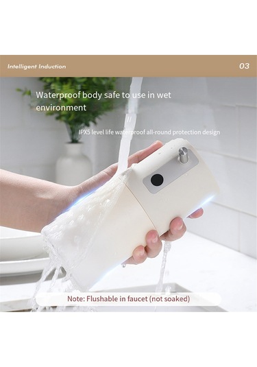 Anjiexun Otomatik Köpük Sabunluk Şarj Edilebilir Temassız Köpük Bej