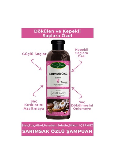 Phytoflora Tuzsuz Sarımsak Özlü Botanik Şampuan 400 ML
