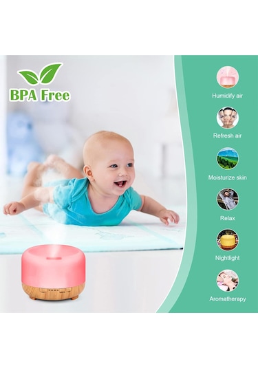 Uçucu Yağ Difüzör Aromaterapi Nemlendirici: 500ml Tahıl Ultrasonik Aroma Hava Hava Buharlaştırıcı Büyük Oda Sessiz Sis Nemlendiriciler Küçük Bebek Yatak Odası Evi, Sarı, Difüzör-sarı