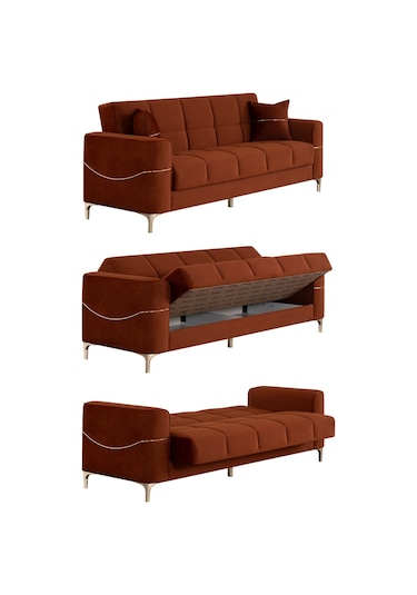 Kilim Mobilya Vogel 3 Kişilik Yüksek Ayaklı Koltuk - Kanepe Turuncu