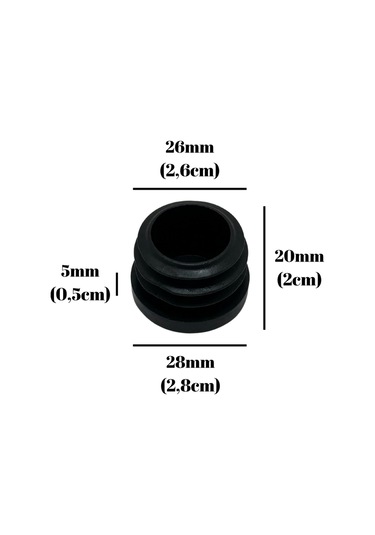 Yuvarlak Demir Profil İç Tapa Geçme Plastik Ayak Geçme Koruma Plastiği 28mm 8 Adet Siyah Siyah