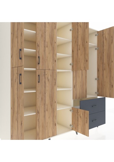 Kronos Dolap 12 Raflı 2 Çekmeceli Tek Askılı 220x59x243 Aytaşı-çam/antrasit Atlas Çam/antrasıt Kronos Dolap 12 Raflı 2 Çekmeceli Tek Askılı 220x59x243 Aytaşı-çam/antrasit Atlas Çam/antrasıt