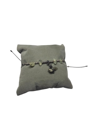 Yeşim Taşı Halhal Doğal Taş Bileklik Hal Hal Ayarlanabilir İpli Yeşil Taşlı Kristalize Kırık Taş Şifalı Halhal Bileklik Yeşil