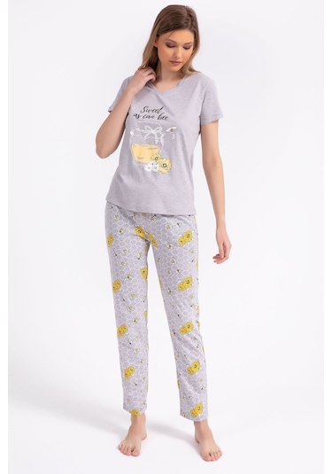 Rolypoly Sweet As Can Bee Grimelanj Kadın Pijama Takımı 5274-29140 Gri