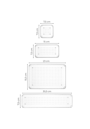 Vienev 12'li Şeffaf Çekmece Içi Düzenleyici Organizer 3x D.dkdrtgn 4x K.dkdrgn,k.kare 1x O.dkdrgn