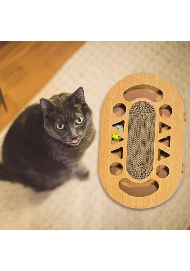 Suntek Kedi Scratcher Parça Zili Topu Eğlence Plakası Oval