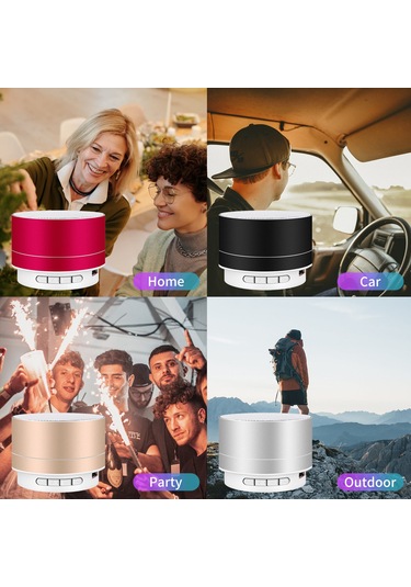 Youtek Kırmızı Mini Bluetooth Hoparlör, 7 Renkli Işıklı, Tf Kart/disk Desteği, Taşınabilir Outdoor Müzik Çalar