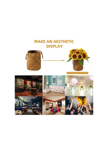 Ximistore9 Deniz Çimeninden El Yapımı Sepet - Ev Dekorasyonu, Çeşitli Ambarlama, Taşınabilir, Doğa Estetiği Sağlar