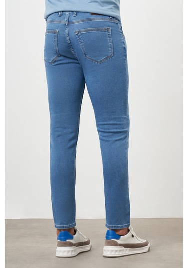 Morven Erkek Mavi Denim 5 Cep Slim Fit Jean Kot Pantolon Mavi