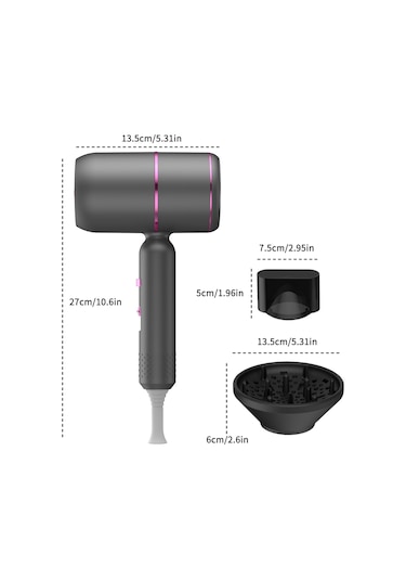 Elektrikli Saç Kurutma Makinesi Katlanır Yüksek Güçlü Ev Tipi Kuaför Sıcak Ve So