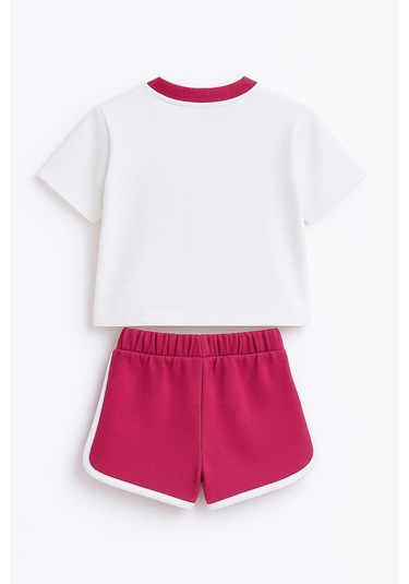 Kız Çocuk %100 Pamuklu Brooklyn Baskılı Şortlu Takım - Pembe 3-4 Yaş 8-9 Yaş Pembe