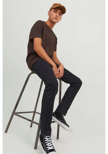 Jack & Jones Erkek Jjıglenn Düşük Bel Slim Fit Jean Pantolon 12246949 Siyah Siyah