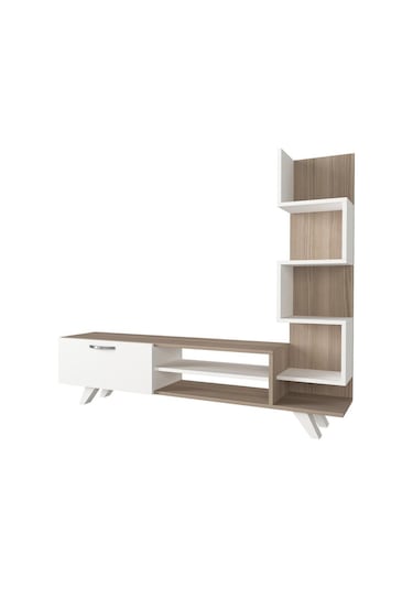 Dekorister Ceren Kitaplıklı Tv Ünitesi Beyaz-Cordoba