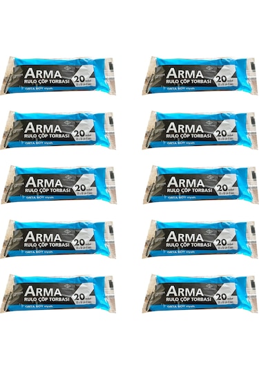 Arma Orta Boy Çöp Torbası Poşeti Siyah 30 L 10 x 20'li 55 x 60 CM