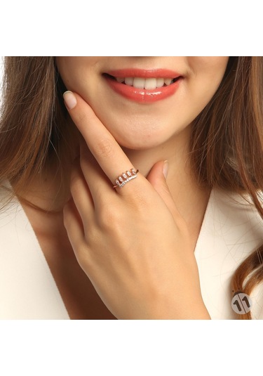 925 Ayar Gümüş Taç Rose Gümüş Yüzük Pembe Altın Kap. Sevgiliye He