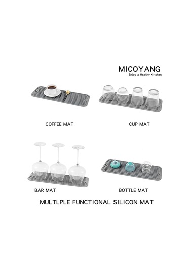 Çok Amaçlı Bulaşık Kurutma Matı, Mutfak İçin Silikon Mat Gri-b Grey
