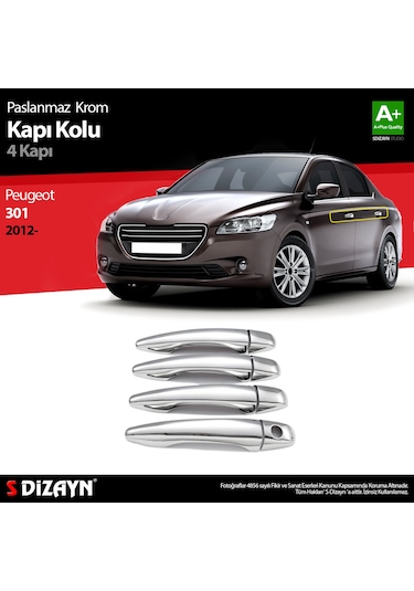 S-Dizayn Peugeot 301 Krom Kapı Kolu 4 Kapı 2012 Üzeri