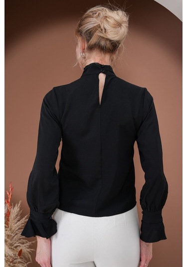 Fırfırlı Zarafet Bluz Siyah