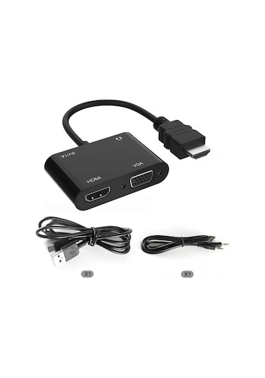 Hdmı To Hdmı+vga+audio 5v1a Power Beslemeli Çevirici