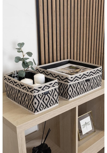 Bohe 2'li Çekmece Ve Raf Düzenleyici Sepet Organizer Desenli