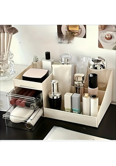 Cordial Beyaz Masaüstü Organizer: 2 Çekmeceli, Hesaplayıcı Yuvalı, Dayanıklı & Kompakt Beyaz