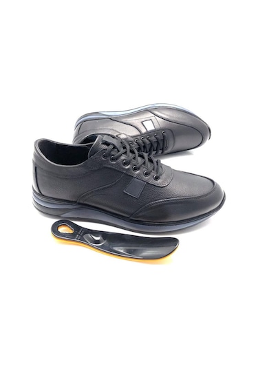 Umut Büyük Numara Hakiki Deri Ortopedik Erkek Ayakkabı Siyah
