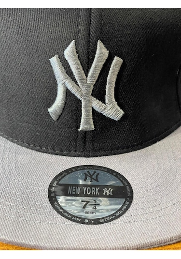 Ny Yankees Siyah Gri Hiphop Snapback Rapper Basket Cap Şapka Siyah - Gri