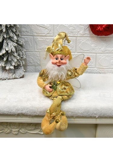 Pazly Altın Noel Elf Bebek Dekorasyon El Yapımı Bebek Hediye Noel Ağacı Kolye Ev Süsleme Elf Palyaçolar Yeni Yıl Dekor Çocuklar Hediyeler Altın