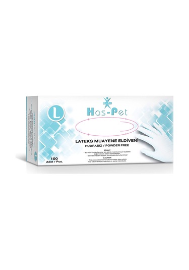Has-Pet Pudrasız Latex Muayene Eldiveni 100'lü L
