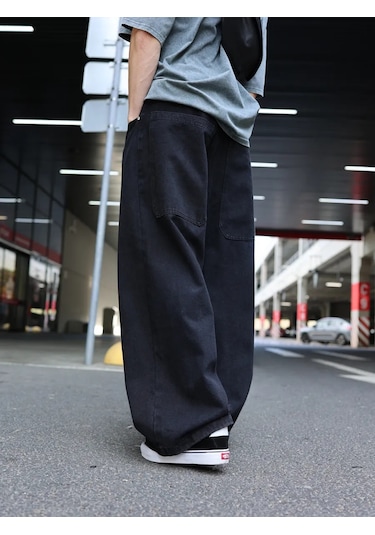 Pokaifu Y2k Tarzında Çok Geniş Kot Pantolonlar 306817563 Koyu Gri