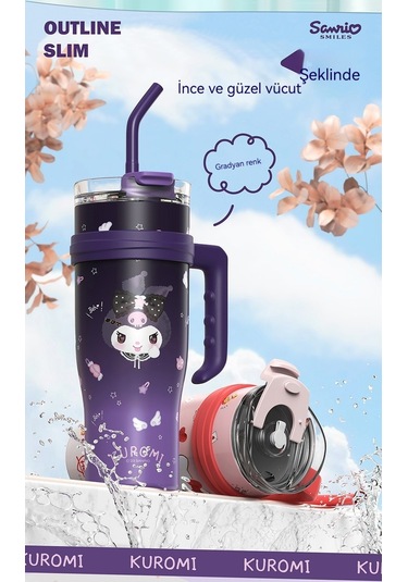 Aurora Büyük Mac Buz Bardağı Termal Bardak Saplı Büyük Kapasiteli Bardak Mor