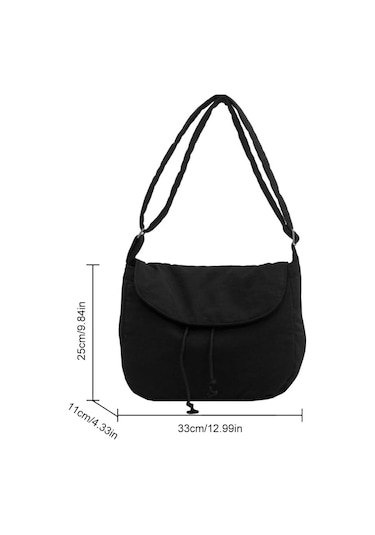 Kabarık Çapraz Askılı Çanta Kadın, Şişme Kanvas Tote Çanta Hilal Çanta Hobos Çapraz Askılı Çanta Taşınabilir Haberci Çantası Siyah A424 Siyah