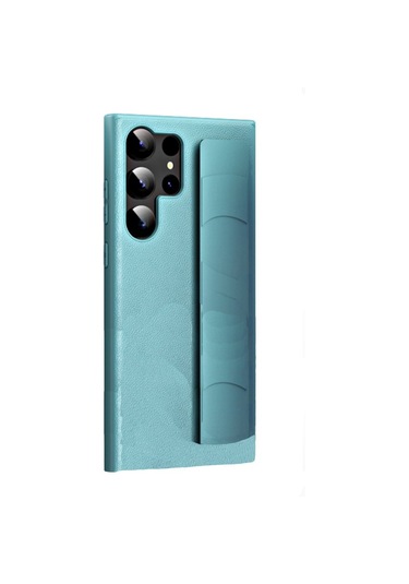 Schitec Samsung Galaxy S24 Ultra Uyumlu Premium Case Parmak Askılı Telefon Kılıfı Açık Mavi