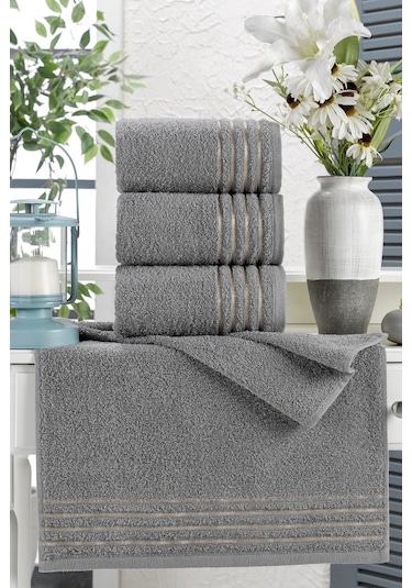 Casnack Diana Havlu Seti 4'lü 800gr. 50x90cm - Antrasit