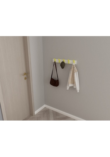 Hepsi3boyutlu Modern Duvar & Kapı Kanca Askılık - 5 Adet Sarı Kanca Askılık - Model No : 2 Sarı