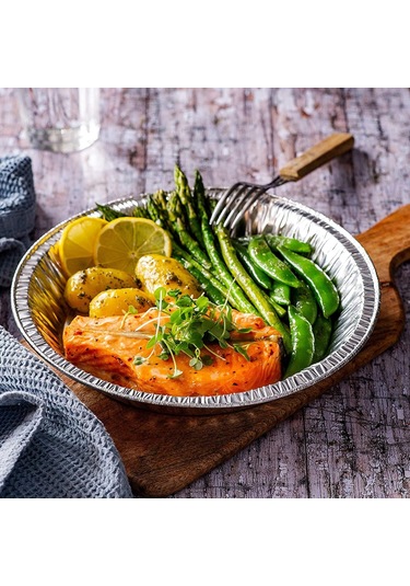 Symbee Hava Fritözü İçin Fda Onaylı 9 İnç Alüminyum Folyo Tepsisi, 50 Adet, Yüksek Sıcaklığa Dayanıklı, Pişirme/grill İçin Ev Kullanıma Uygun Gümüş