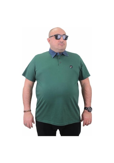 Starbattal Büyük Beden Polo Kot Yaka Tişört 23420 Neftı-Neftı Yeşil