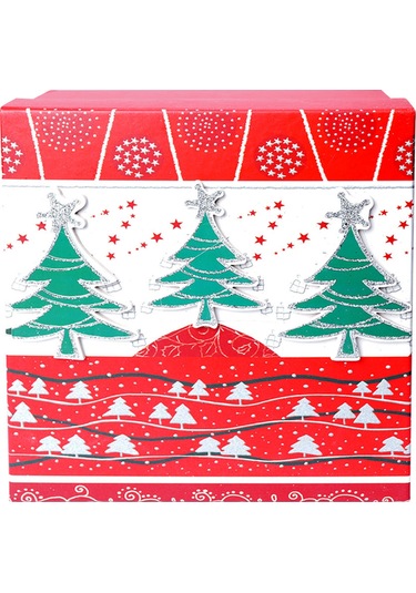 Yılbaşı Çam Ağacı Motifli Hediye Kutusu 12x8 Cm
