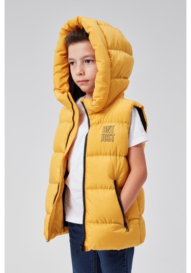 Benitto Kids Kapüşonlu Erkek Çocuk Şişme Yelek 51311 Hardal