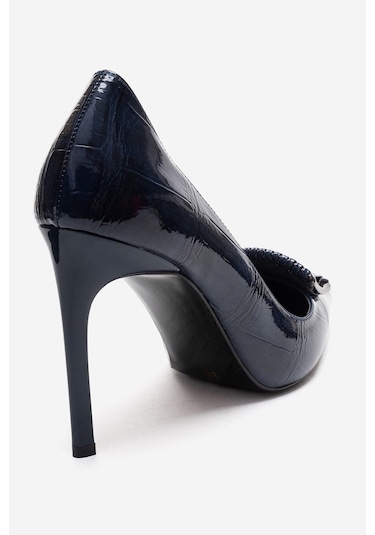 Luvishoes Guernı Lacivert Baskı Kadın Topuklu Ayakkabı Lacivert