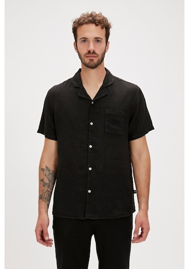 Bad Bear Lyne Erkek Siyah Klasik Yaka Gömlek 240130002-NGT Siyah