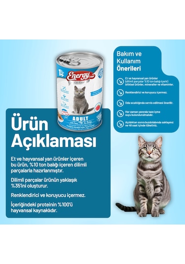 Energy Ton Balıklı Yetişkin Yaş Kedi Maması 400 G - 6 Adet