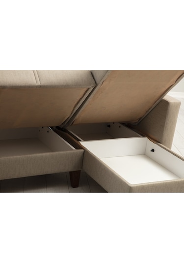 Minarmobilya Polya Sandıklı Bazalı L Köşe Koltuk - Bej