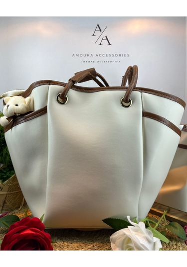 Amoura Moura Accessories Lüks Tasarım Bayan Omuz Ve Kol Çantası Bej/kahverengi