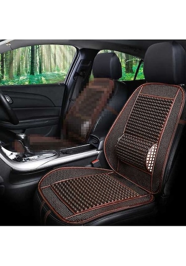 Novahub İmitasyon Ahşap Boncuk Yaz Araba Koltuk Minderi Kahve Serinleme, Kahve 50x105cm