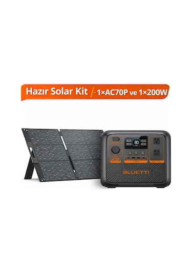 Bluetti Ac70p Hazır Solar Kit 864wh 1000w 1x200w Panel