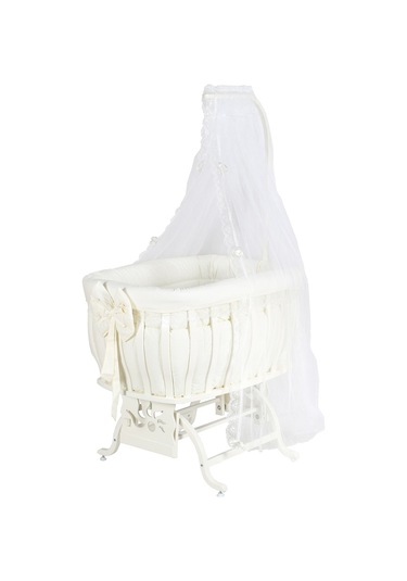 Setaymobilya Beşik, Fiyonklu Mdf Sallanan Beşik + Uyku Seti - Setay